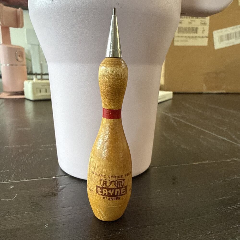 Vintage Wooden Bowling Pin Mechanical Pencil Circa 1940's Layne Glasses-Optician - Picture 3 of 4